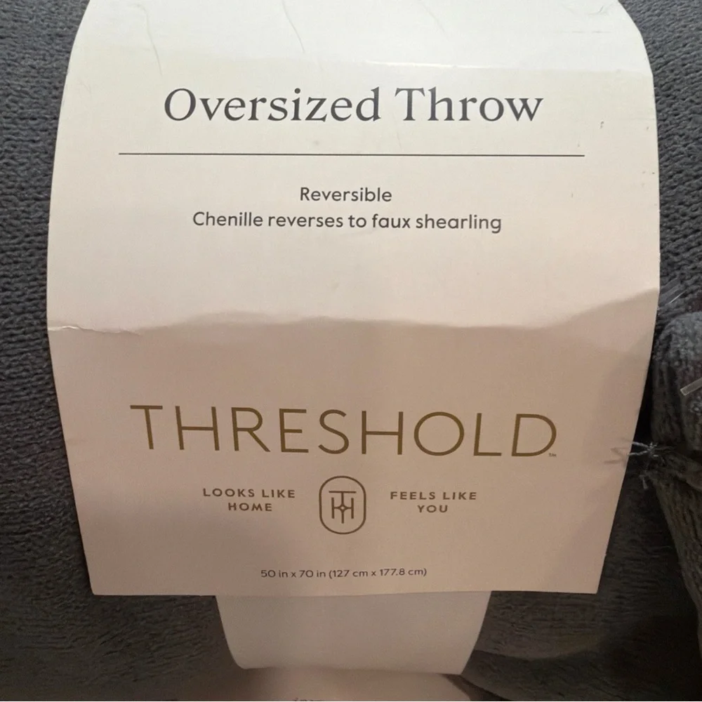 Chenille Throw Blanket with Faux Shearling Reverse Gray - Threshold Lightweight